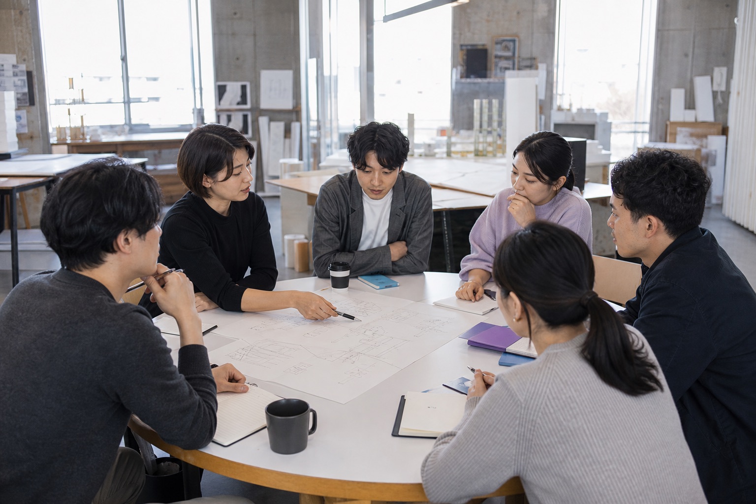 異なる業界の経験を持ち寄り議論するメンバー