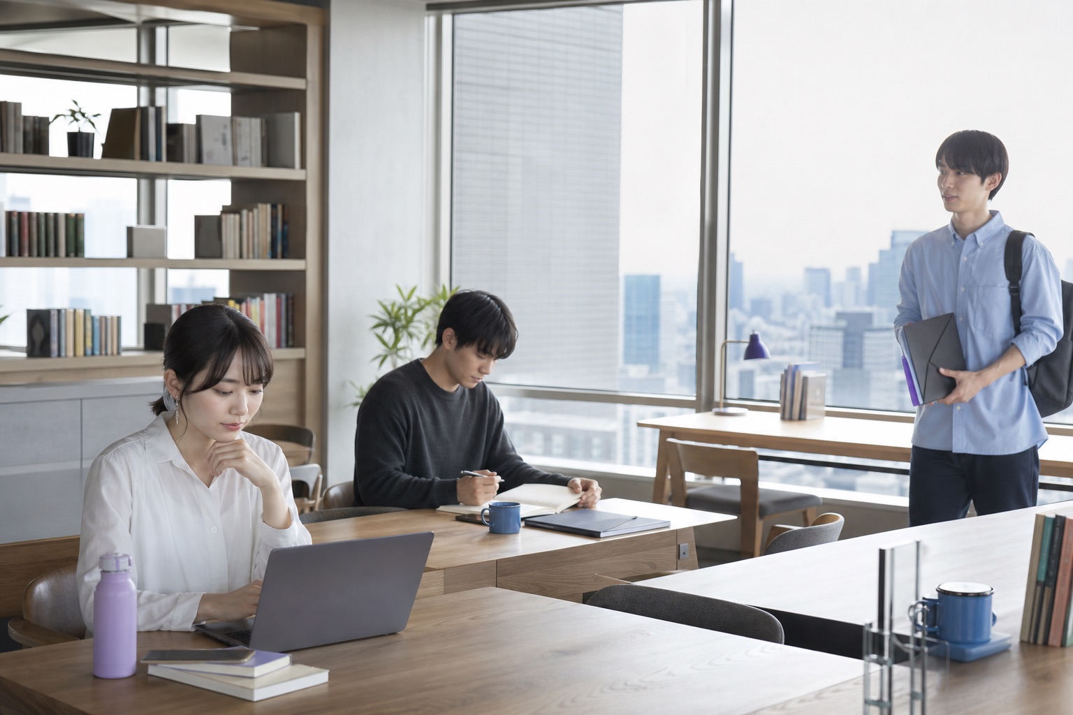 自分の次の挑戦に向けて学ぶ大学生